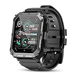 Militares Relogio Smartwatch Masculino IP68 Impermeável Resistente Bluetooth Chamada -resposta-chamadas Dial- 1-83 -- Tactical Fitness Watch Tracker Para Android IOS Esportes Ao Ar Livre -preto-