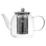 Mimo Style Bule Vidro Borossilicato Com Infusor De Aço Inoxidável Para Chá Possui Bico E Alça Para Fácil Manuseio Vai Ao Fogo E Na Máquina Lava Louças