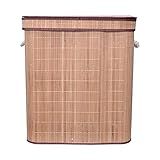 Mimo Style Cesto Duplo De Bambu Com Tampa Para Roupas Sujas Ideal Para Lavanderia Área De Serviço Banheiro E Quarto Impermeável E Ajuda A Inibir Odores Material De Qualidade E Durável Bege
