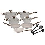 Mimo Style Conjunto 7 Panelas De Indução 3 Acessórios Aluminio 2 Camadas De Revestimento Cerâmico 1 Camada Resistente à Alta Temperatura Mármol 