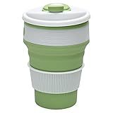 Mimo Style Copo Retrátil Com Tampa Na Cor Verde Feito Inteiramente De Silicone Capacidade 370ml De Bebida Ideal Para Água Chá Suco Refrigente