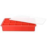 Mimo Style Forma De Gelo Com Tampa- Feita De Silicone E Polipropileno Na Cor Vermelha- Produz 15 Cubos De Gelo Por Vez De 27ml Cada- Prática- Resistente E Reutilizável