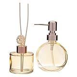 Mimo Style Jogo De Dispenser De Sabão Líquido 160ml E Recipiente Difusor Aromático 140ml Clear Nosso Conjunto É Feito De Vidro E Polipropileno Perfeito Para Deixar Seu Banheiro Mais Cheiroso