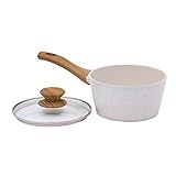 Mimo Style Panela Cook 16cm 1 3L Estrutura Em Alumínio Revestimento Cerâmico Alças E Cabos Soft Touch Fogão A Gás Elétrico Vitrocerâmico Mármol Vanilla 