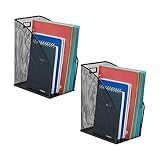 Mind Reader Armazenamento Vertical De Arquivos- Conjunto De 2- Organizador De Mesa- Espaço De Trabalho- Escritório- Malha De Metal- 15-9 Cm C X 25-4 Cm L X 32 Cm A- Preto