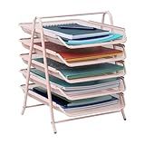 Mind Reader Bandeja De Papel De 5 Camadas- Organizador De Mesa- Armazenamento De Arquivos- Escritório- Malha De Metal- 29-8 Cm C X 35-5 Cm L X 36-8 Cm A- Rosa