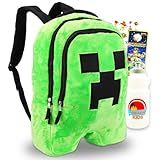 Minecraft Mochila De Pelúcia Para Meninos Pacote Com Mochila Minecraft Creeper De 45 7 Cm Adesivos De Pelúcia Garrafa De água Mais Mochila Escolar Minecraft Para Meninos De 4 A 7 Anos 