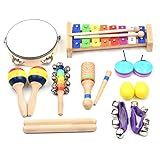 Mingzhe 13 Peças Instrumentos Musicais Infantil Instrumentos Musicais Brinquedos Com Bolsa De Transporte Instrumentos De Percussão De Madeira Para CriançasPresentes Para Educação Infantil