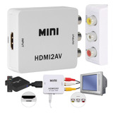 Mini Adaptador Conversor 1080p Hdmi P Vídeo Composto Av Rca