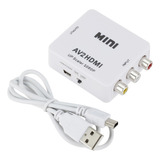 Mini Adaptador Conversor Av Para Hdmi C Áudio P2 Av2hdmi
