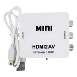 Mini Adaptador Conversor De Hdmi Para Video 3rca Av Cabo Cor Branco Bivolt