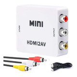 Mini Adaptador Conversor Full Hd Vídeo Hdmi P Vídeo Rca 2av