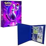 Mini Álbum Pasta Fichário Compatível Com Pokemon 20 Folhas 4 Bolsos Mewtwo