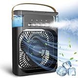 Mini Ar Condicionado Umidificador Refil Gelo Portátil Luz Led Ventilador Mesa Climatizador Purificador Escritório Reservatório Refrigerador USB Led Bivolt Névoa Silencioso Ar Fresco CLAYMORE Preto