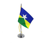 Mini Bandeira Mesa Do Estado De Rondônia C Mastro 15 Cm