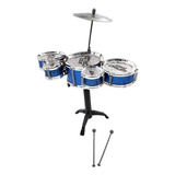 Mini Bateria Infantil Criança Musical Pop Star Jazz Drum Cor Azul