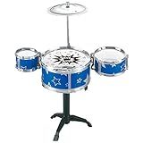 Mini Bateria Infantil Instrumento Brinquedo Musical Com Prato Tambor Baqueta Azul 