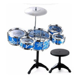 Mini Bateria Musical Infantil 5 Tambores Com Banco Jazz Drum