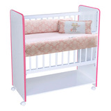 Mini Berço Bed Side New Baby Colchão Grade Móvel Cor Branco/rosa