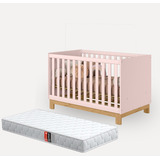 Mini Berço Cama Infantil Montessoriano Para Quarto De Bebê Menina Com Grade De Proteção Removível E Colchão Cor Rosa Mobilimobili