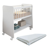 Mini Berço Moises Com Colchão Rubi E Rodizios Branco Bebe