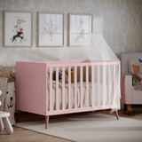 Mini Berço Multifuncional Cama Americano Retrô Com Grade De Proteção Removível Para Quarto De Bebê Menina Cor Rosa Ms Maciel Signorini
