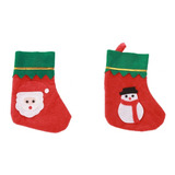 Mini Bota Natalina Papai Noel E Boneco De Neve 6 Und Cor Vermelho E Verde