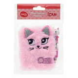 Mini Caderno Love Pelucia 64 Folhas Tamanho 10x8 Cm Molin Cor Rosa gato