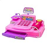 Mini Caixa Registradora Calculadora Mercadinho Infantil Brinquedo Com Luz E Som Completa Com Notas E Moedas Cartão De Crédito Cor Rosa Rosa 