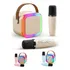 Mini Caixa Som 2 Microfones Karaoke Bluetooth Luzes Legal Cor Rosa 110v 220v
