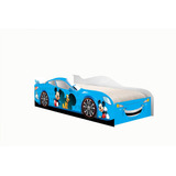 Mini Cama Carro Infantil Mickey Azul 2 Com Colchão