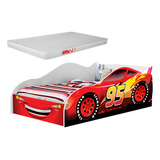 Mini Cama Carro Mcqueen Acompanha Colchão De Solteiro 188x88 Lv Moveis