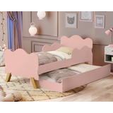 Mini Cama Com Auxiliar Sapateira Bicama Angel Nuvem - Rose