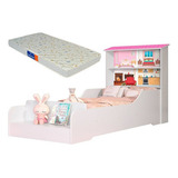 Mini Cama Com Colchão E Proteção Lateral Casa Menina Cor Branco Branco