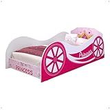 Mini Cama Infantil Carruagem Princess MDF Montessoriana Lateral Grande Proteção Resistente Tema Quarto Menina Rosa RPM