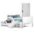 Mini Cama Infantil Montessoriana Com Colchão Juvenil E Baú Organizador Escada Para Quarto De Criança Menino E Menina Cor Branco
