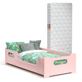 Mini Cama Montessoriana Encanto Infantil Com Colchão E Proteção Lateral Para Quarto De Criança Menina Princesa Cor Rosa Ms Móveis