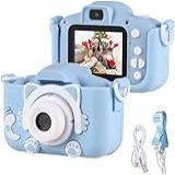 Mini Câmera Digital Infantil 1080P Portátil Com Alça Tela 2 Temporizador Auto Foco Câmera De Vídeo Para Crianças Com Jogos Filtros E Molduras BELLA NET AZUL 