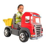 Mini Caminhão Infantil Truck C Pedal Sons Luzes E Capacete Cor Vermelho Cinza E Amarelo