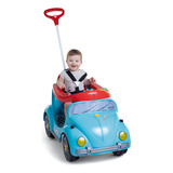 Mini Carrinho De Passeio Pedal Fouks Infantil Fusca Para Criança Menino E Menina Com Empurrador E Aro Protetor Cor Azul