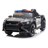 Mini Carro Elétrico Infantil 12v Policia Luz Som Bateria Controle Remoto Preto Brinqway Bw237pt
