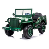Mini Carro Elétrico Jeep Willys Exército 24v 60kg Verde