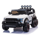 Mini Carro Elétrico Pick Up Branco Controle Remoto 6x2