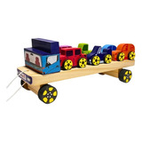 Mini Cegonha Caminhão Infantil Brinquedo Educativo Madeira Personagem Carrinhos Madeira