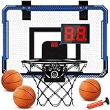 Mini Cesta De Basquete Para Ambientes Internos Com Placar Eletrônico Cesta De Basquete Sobre A Porta Com 4 Bolas Mini Argola Para Porta E Parede Escritório Quarto Cesta De Basquete Para Crianças E Adultos
