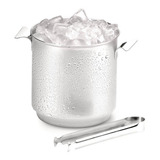 Mini Champanheira Em Aço Inox Para Gelo 1 3l Com Pinça Forma Cor Prateado Nome Do Desenho Liso