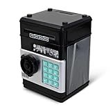 Mini Cofre Eletrônico Digital Senha Personalizável Entrada Automática Notas Moedas Led Efeitos Sonoros Função Segura Armazenamento Prático Compacto Infantil Utilika Distribuidora Preto 