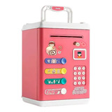 Mini Cofre Infantil Digital Senha Notas E Moedas Rosa