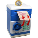 Mini Cofrinho Eletrônico Digital Senha Puxa Notas Automatico Cor Azul