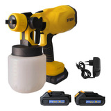 Mini Compressor Pulverizador De Tintas C 2 Baterias Cor Amarelo